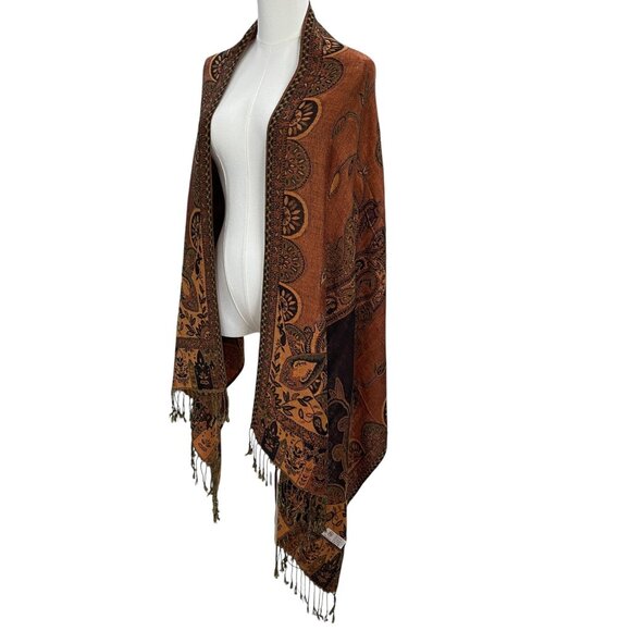Boho Tapestry Shawl Wrap Fringe Festival Scarf Bohemian Artsy Hippie Vintage - Picture 5 of 10